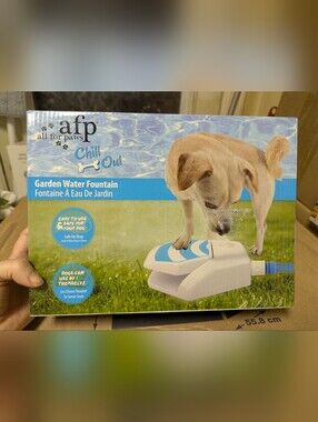 afp All For Paws Chill Out Garden Water Fountain - White & Blue New